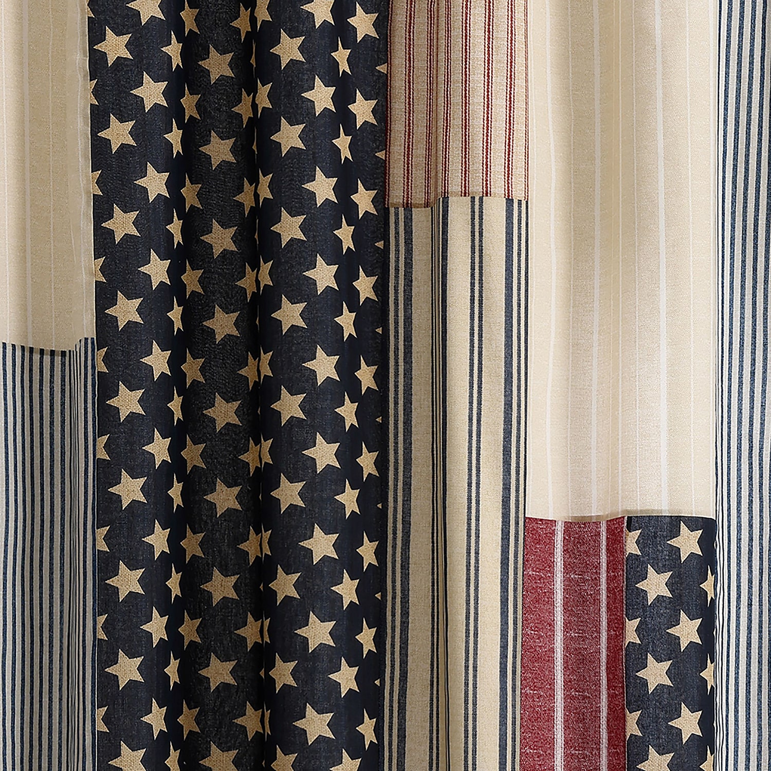 Modern Heirloom Americana Pieced Fabric Shower Curtain