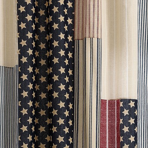 Modern Heirloom Americana Pieced Fabric Shower Curtain In Blue
