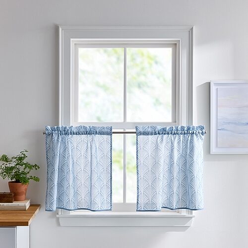Chf Fan Scallop 2-pc. Rod Pocket Window Tier In Blue