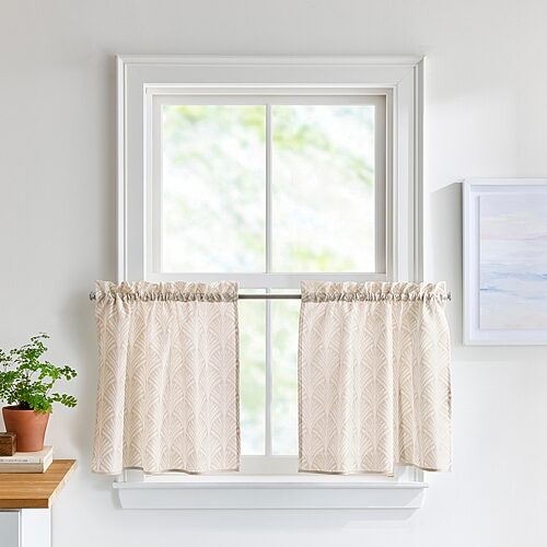 Chf Fan Scallop 2-pc. Rod Pocket Window Tier In Beige