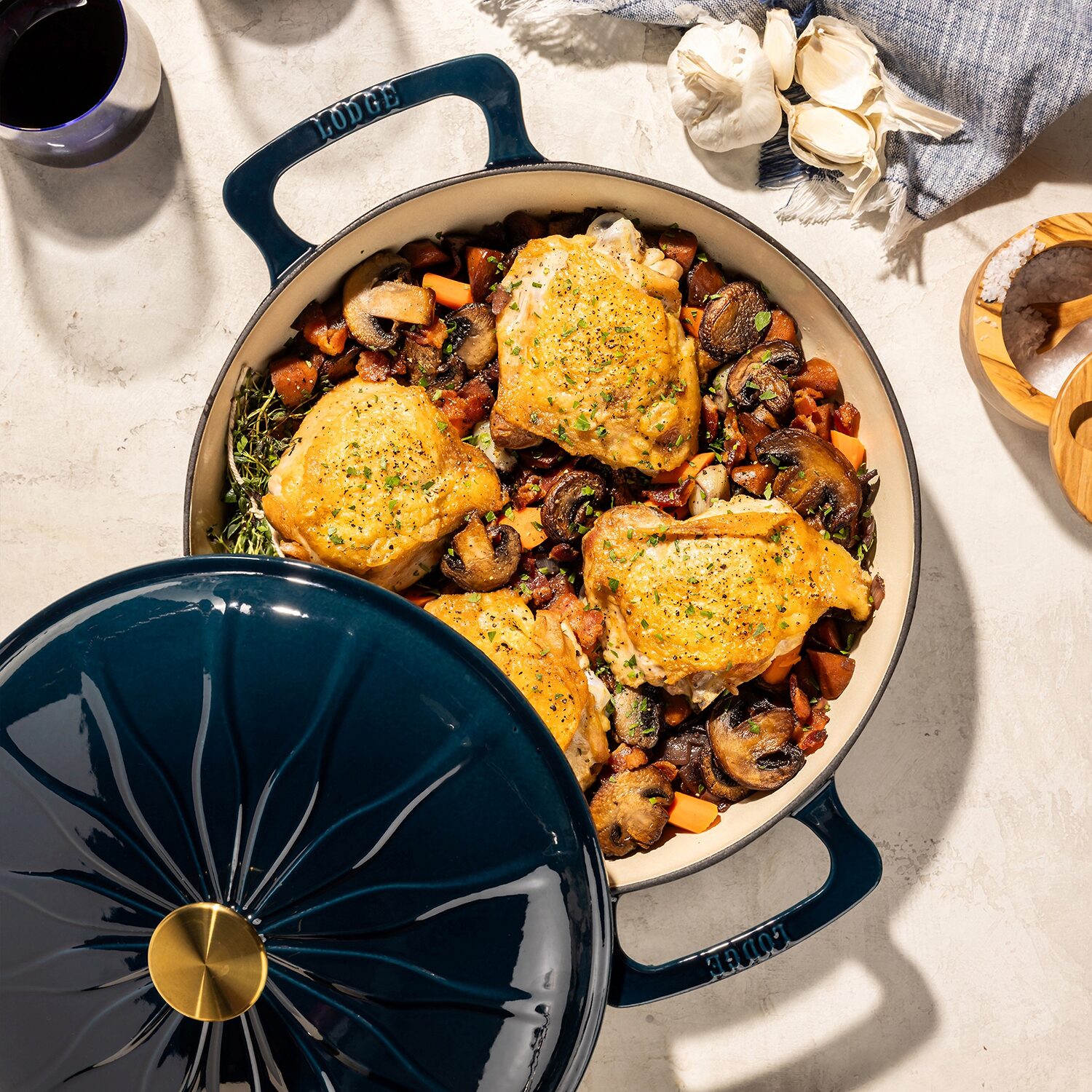 Lodge Cookware Luxe Enamel 3.6 Qt Enameled Cast Iron Braising Pan