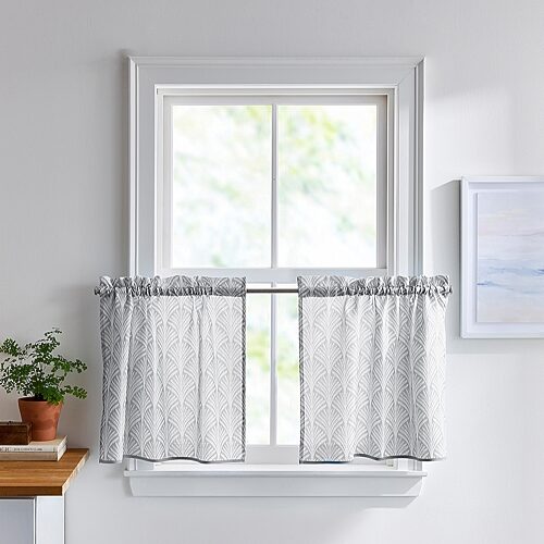 Chf Fan Scallop 2-pc. Rod Pocket Window Tier In Gray