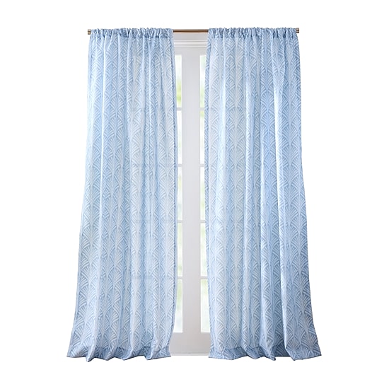 CHF Fan Scallop Rod Pocket Light-Filtering Set of 2 Curtain Panel
