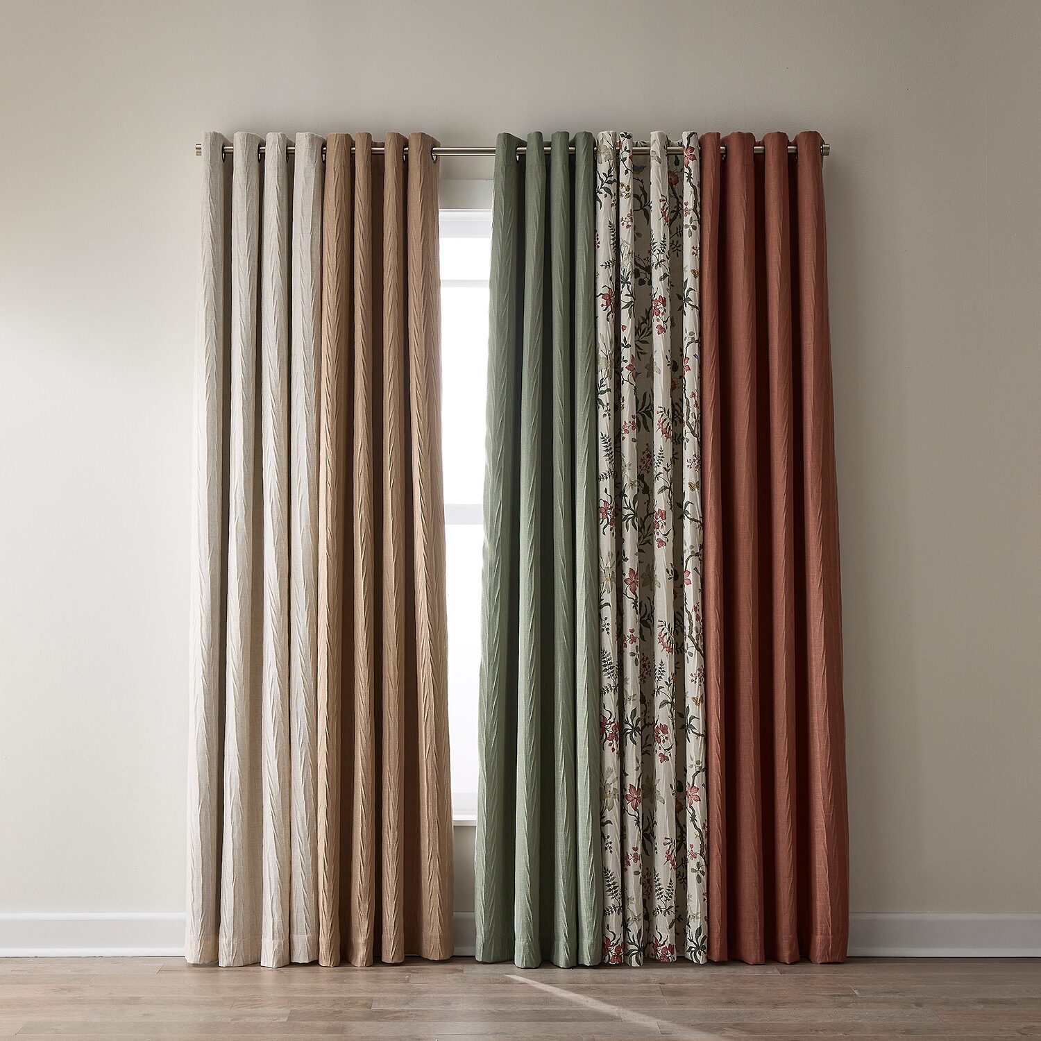 Max Blackout Crestview Crushed Print Grommet Top 100% Single Curtain Panel