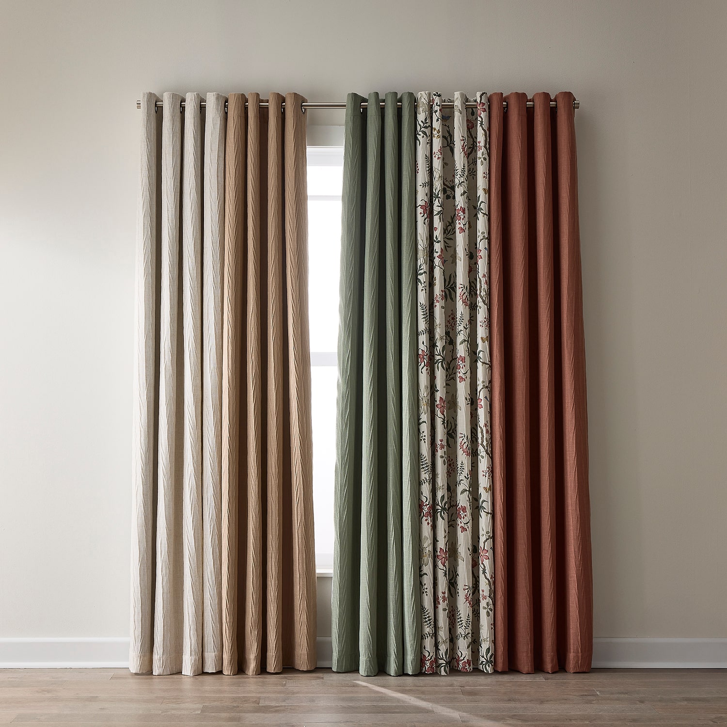 Max Blackout Crestview Crushed Print Grommet Top 100% Single Curtain Panel