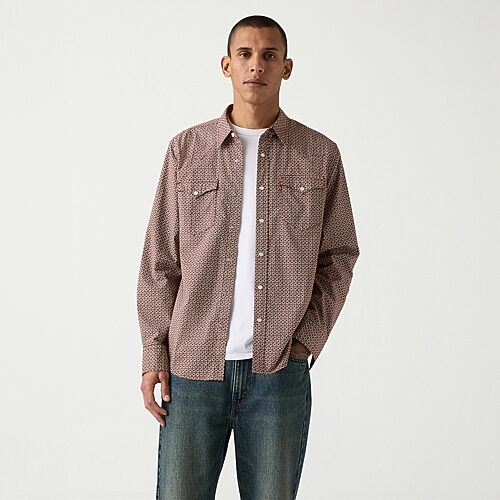 Levi's Classic Western Standard Mens Long Sleeve Western Shirt, Medium, Red