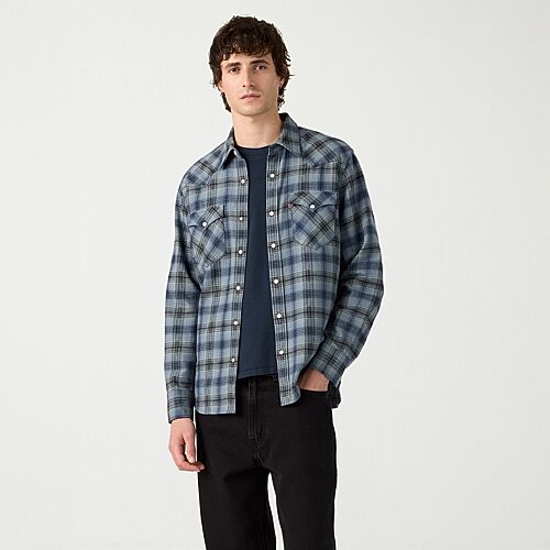 Levi's Classic Western Standard Mens Long Sleeve Western Shirt, Medium, Blue