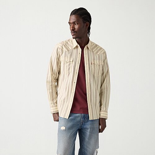 Levi's Classic Western Standard Mens Long Sleeve Western Shirt, Medium, White