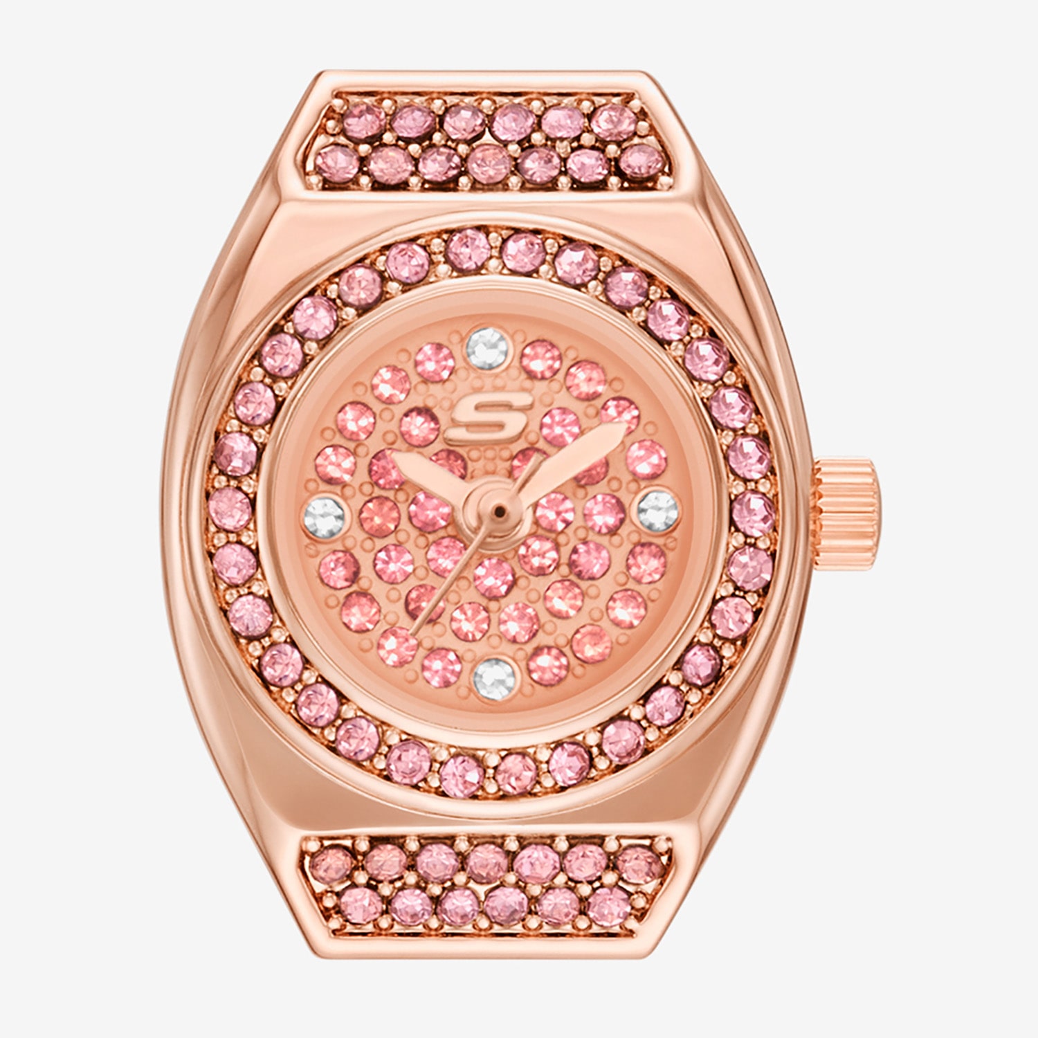 Skechers Corla Womens Crystal Accent Rose Goldtone Stainless Steel Expansion Watch Sr6397