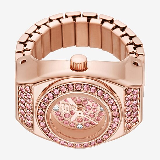 Skechers Corla Womens Crystal Accent Rose Goldtone Stainless Steel Expansion Watch Sr6397