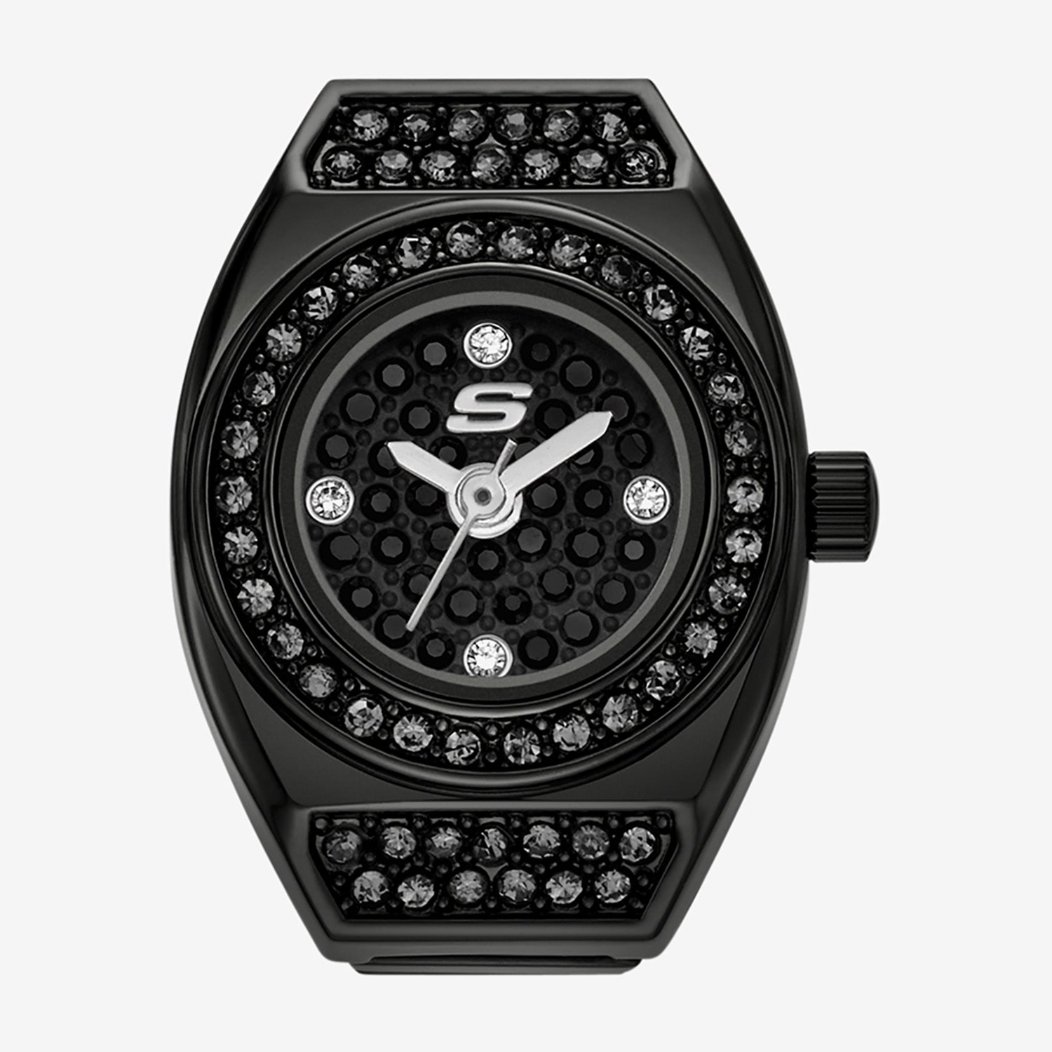 Skechers Corla Womens Crystal Accent Black Stainless Steel Expansion Watch Sr6399