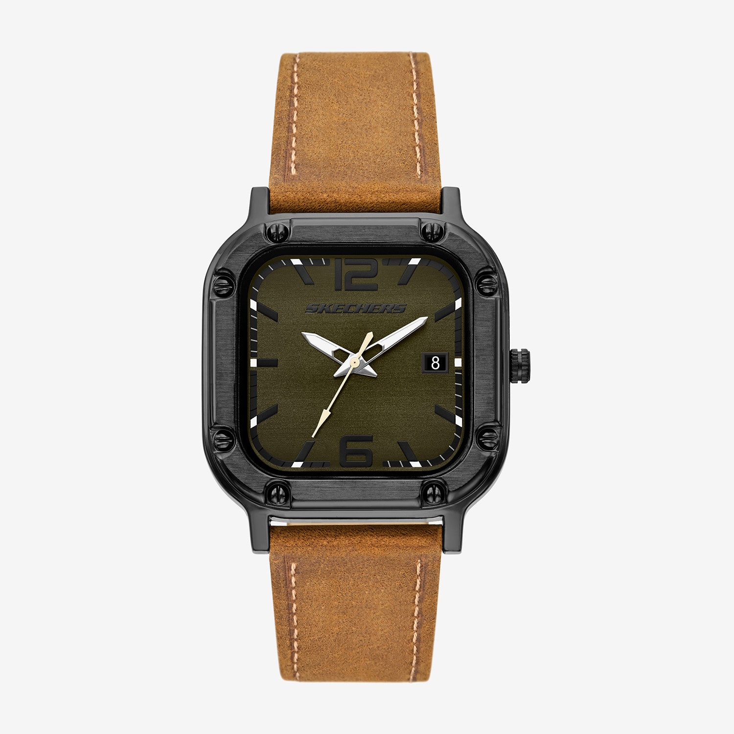 Skechers Bremerton Mens Brown Leather Strap Watch Sr5310