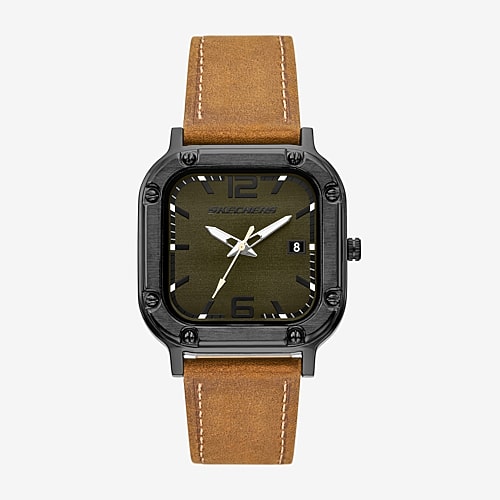 Skechers Bremerton Mens Brown Leather Strap Watch Sr5310, One Size, Brown