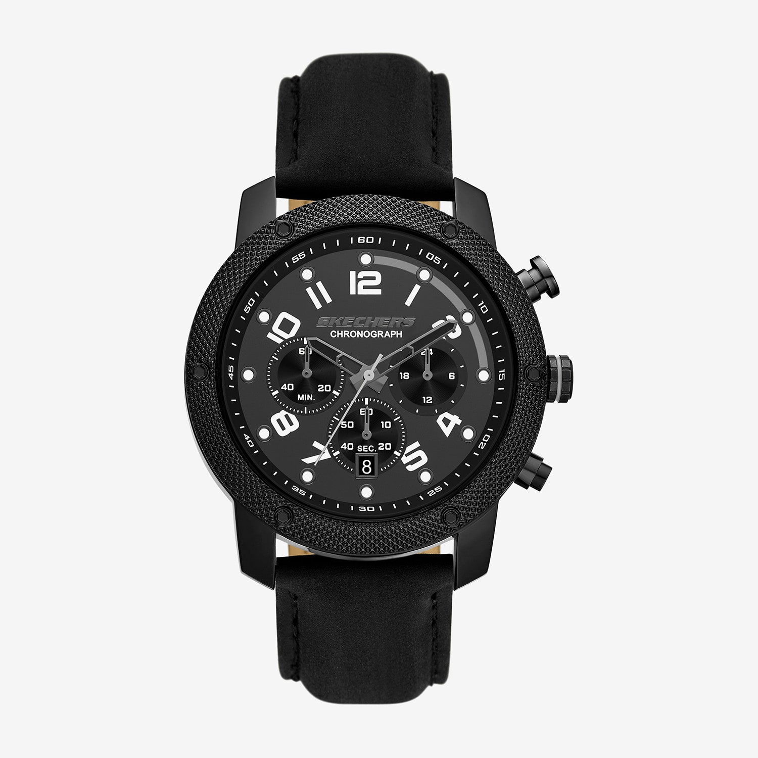 Skechers Kildare Mens Chronograph Black Leather Strap Watch Sr5304