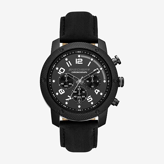 Skechers Kildare Mens Chronograph Black Leather Strap Watch Sr5304