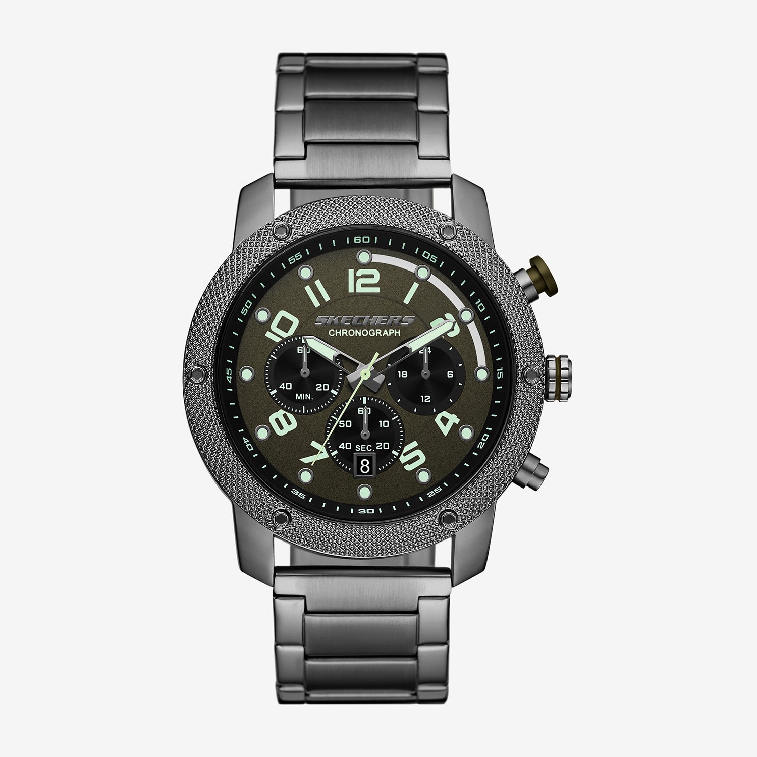 Skechers Kildare Mens Chronograph Gray Stainless Steel Bracelet Watch Sr5302