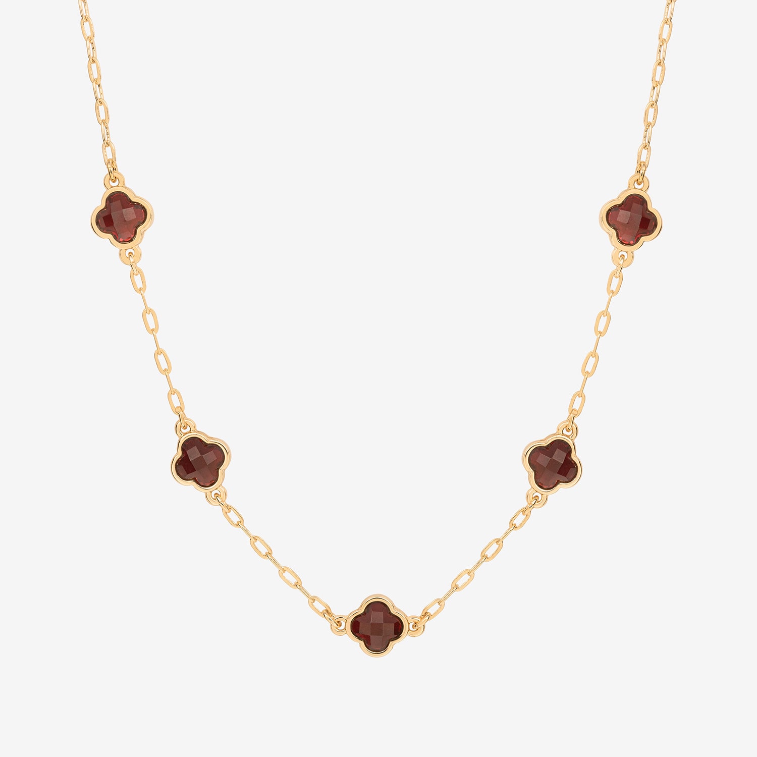 Bijoux Bar Delicates Gold Tone Womens Red 16 Inch Collar Necklace