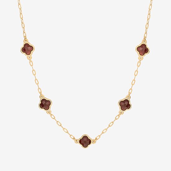 Bijoux Bar Delicates Gold Tone Womens Red 16 Inch Collar Necklace