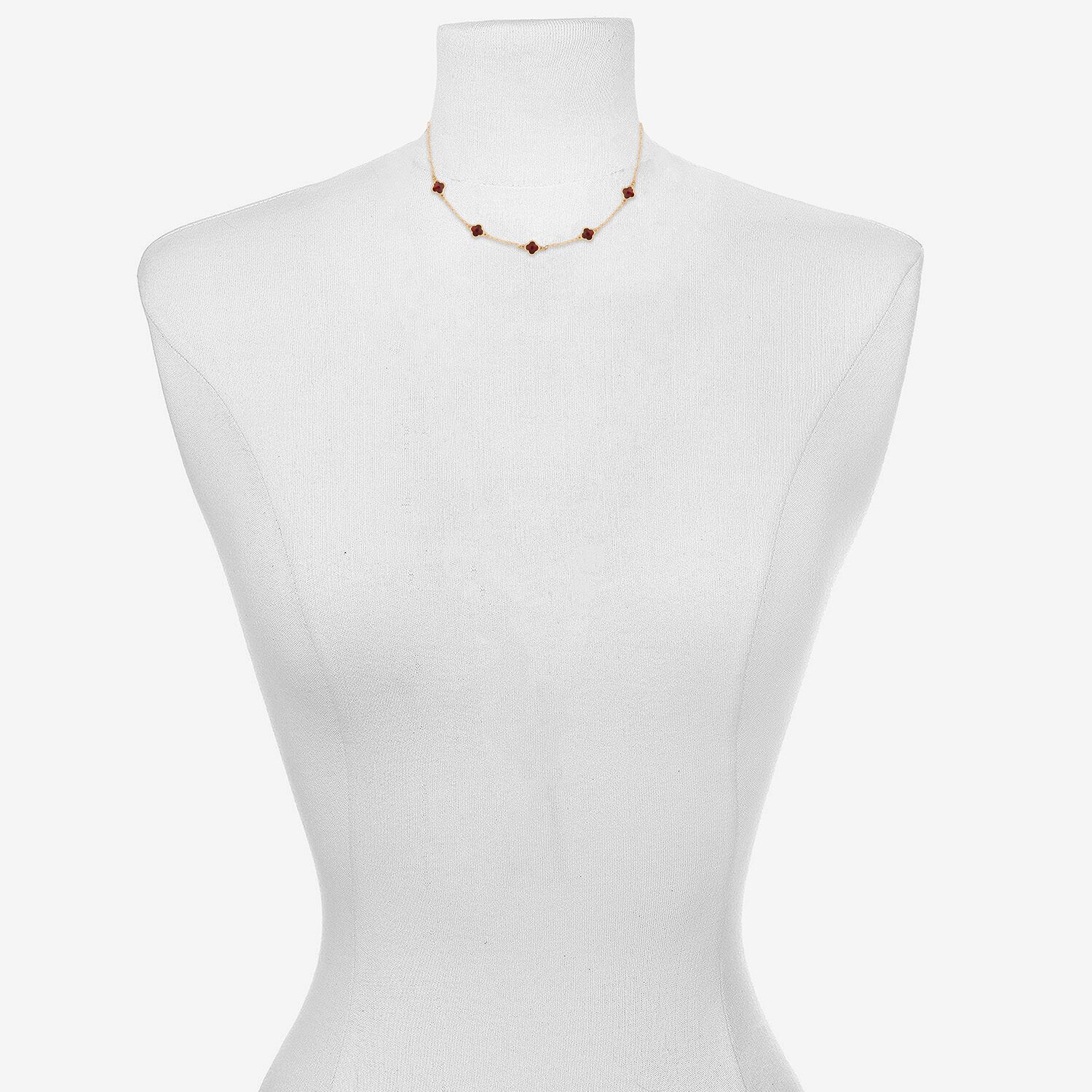 Bijoux Bar Delicates Gold Tone Womens Red 16 Inch Collar Necklace