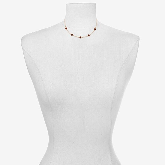Bijoux Bar Delicates Gold Tone Womens Red 16 Inch Collar Necklace