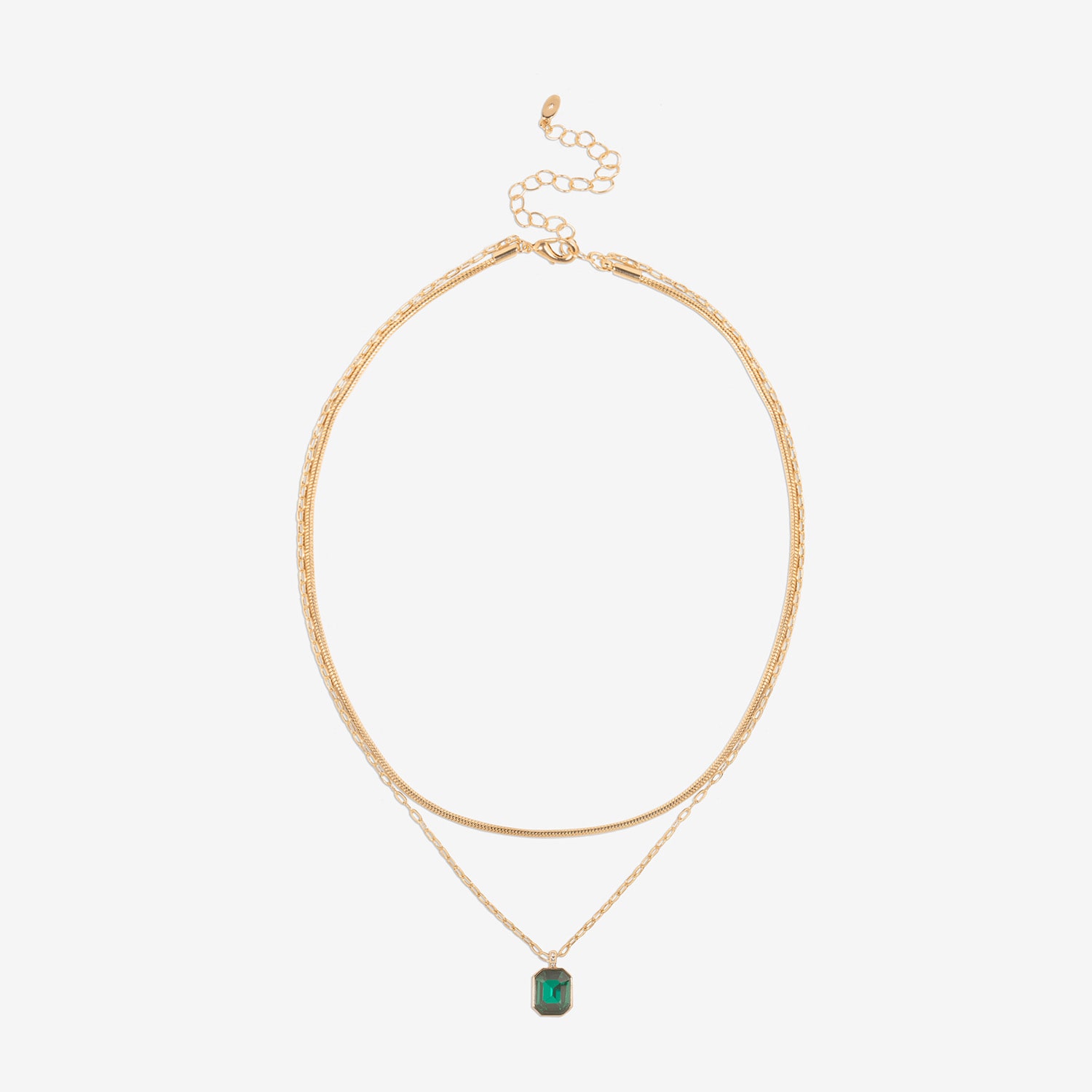 Bijoux Bar Delicates Gold Tone Womens Green Glass Stainless Steel 16 Inch Strand Necklace