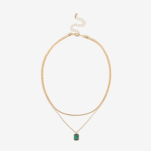 Bijoux Bar Delicates Gold Tone Womens Green Glass Stainless Steel 16 Inch Strand Necklace, One Size, Green
