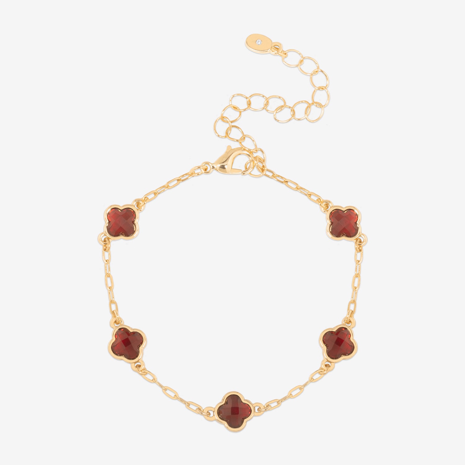 Bijoux Bar Delicates Gold Tone Womens Solid Link Clover Chain Bracelet