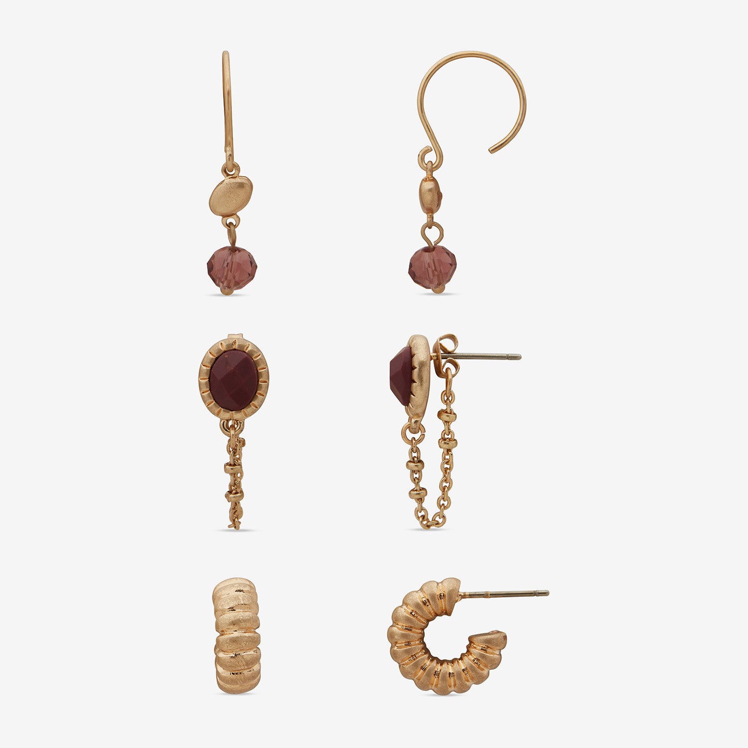 a.n.a Womens 3 Pair Earring Set