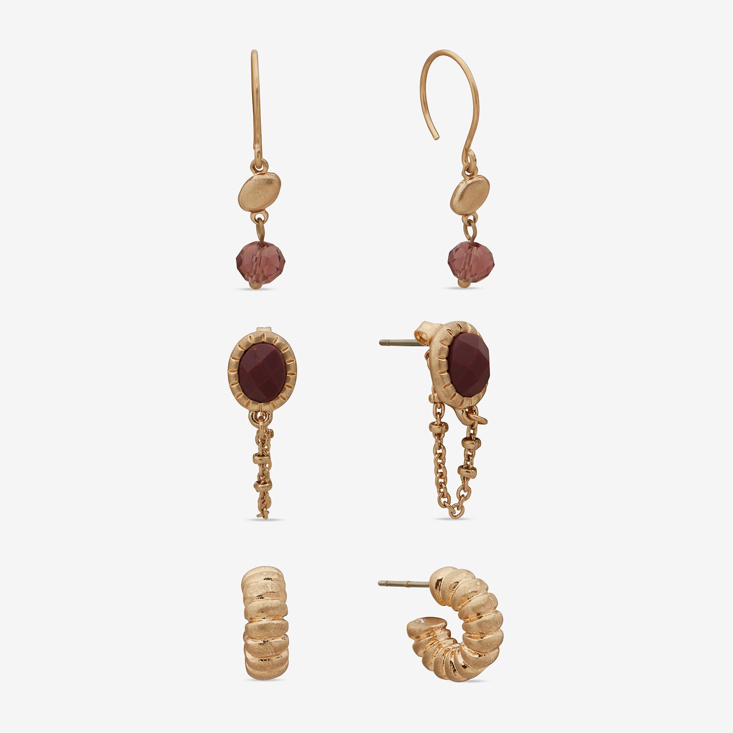 a.n.a Womens 3 Pair Earring Set
