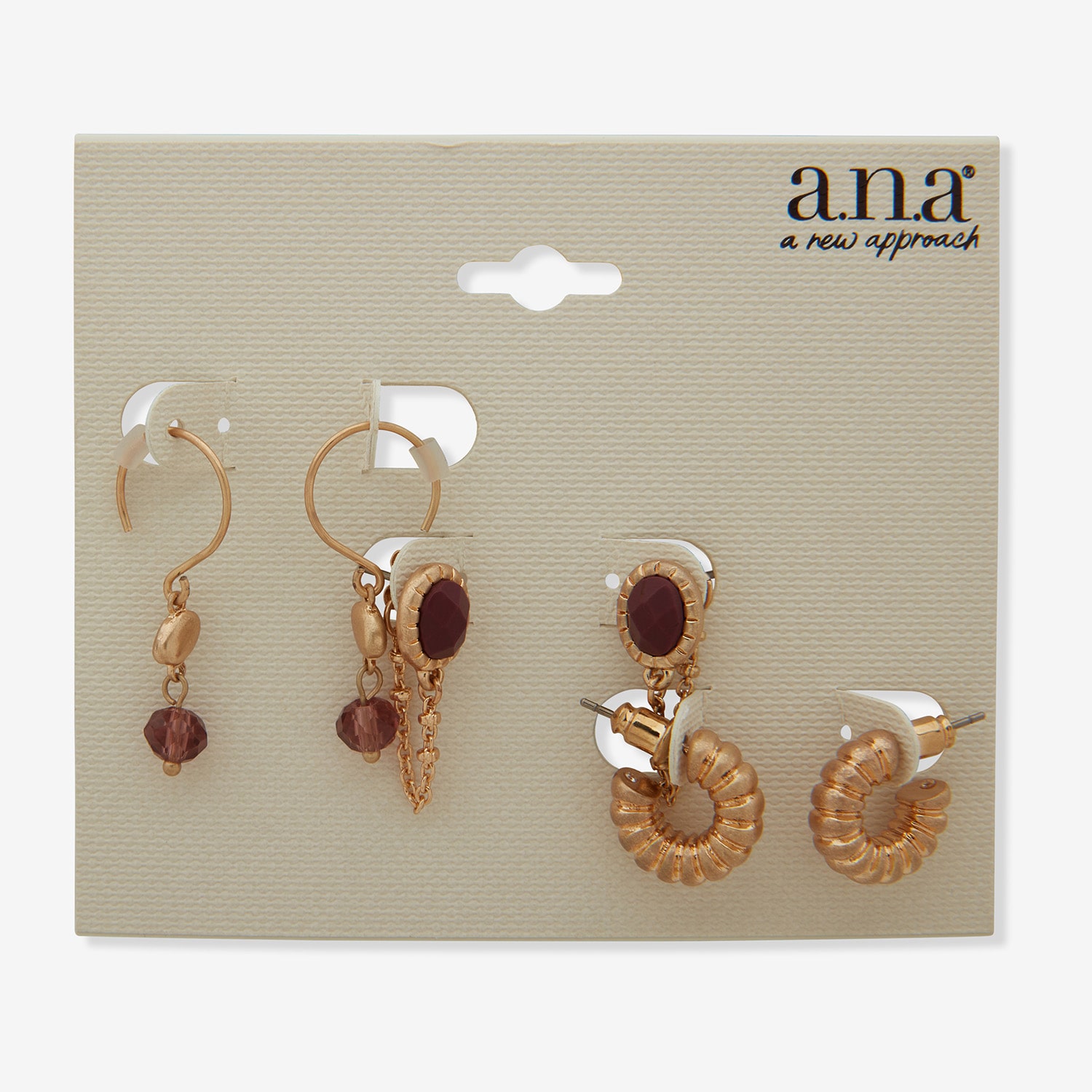 a.n.a Womens 3 Pair Earring Set
