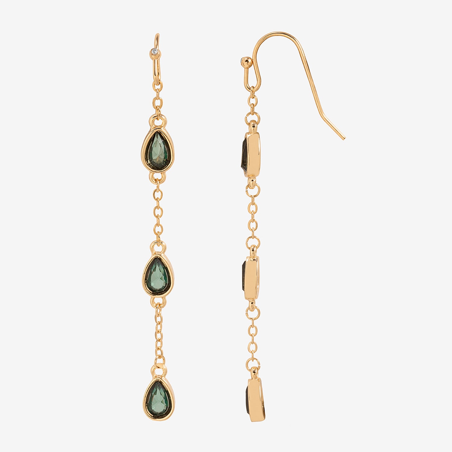 Bijoux Bar Womens Green Glass Drop Earrings