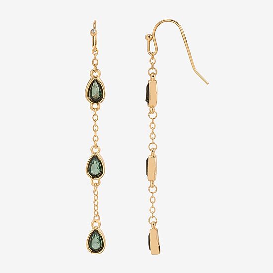 Bijoux Bar Womens Green Glass Drop Earrings