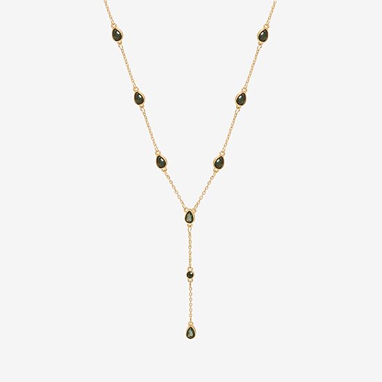 Bijoux Bar Womens Green Glass 16 Inch Y Necklace
