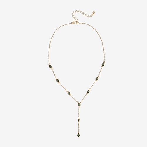 Bijoux Bar Womens Green Glass 16 Inch Y Necklace