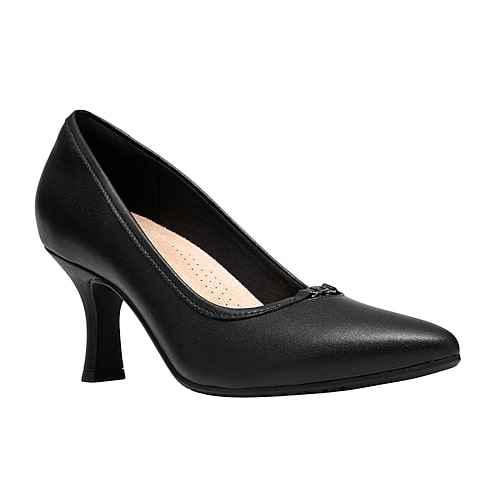 Clarks Kacelyn Grace Womens Pointed Closed Toe Flared Heel Pumps, 7 Medium, Black