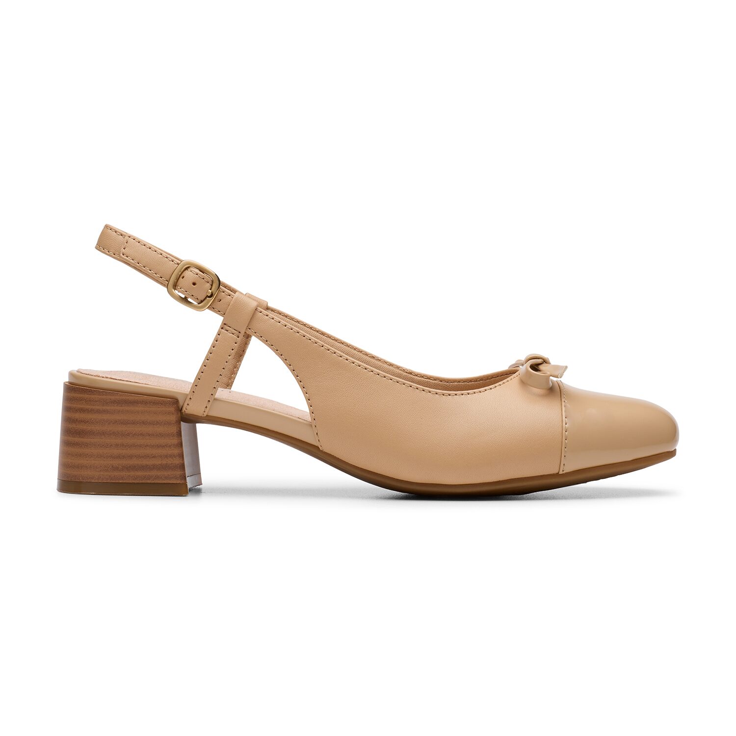 Clarks Iridessa Sling Womens Almond Closed Toe Block Heel Pumps