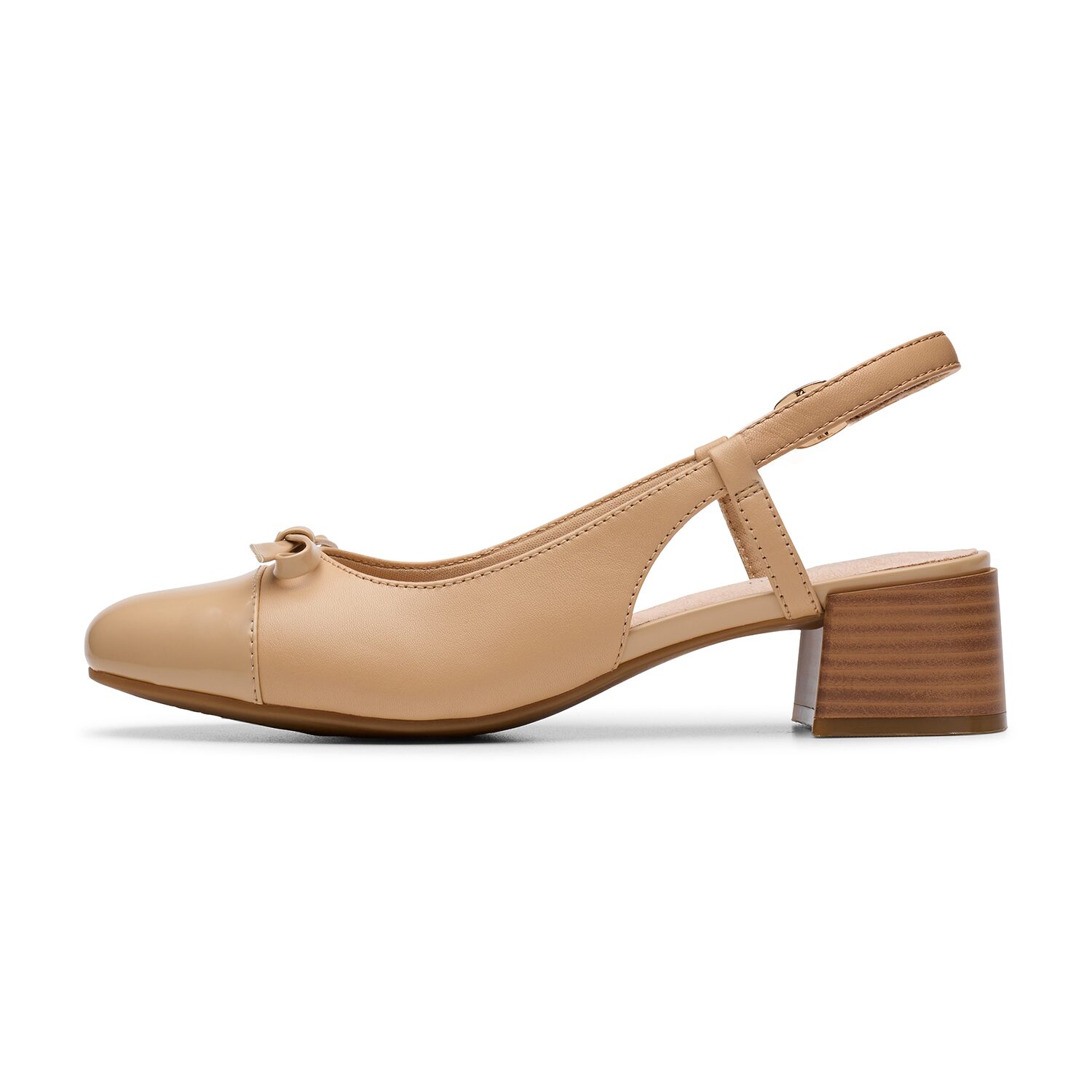 Clarks Iridessa Sling Womens Almond Closed Toe Block Heel Pumps