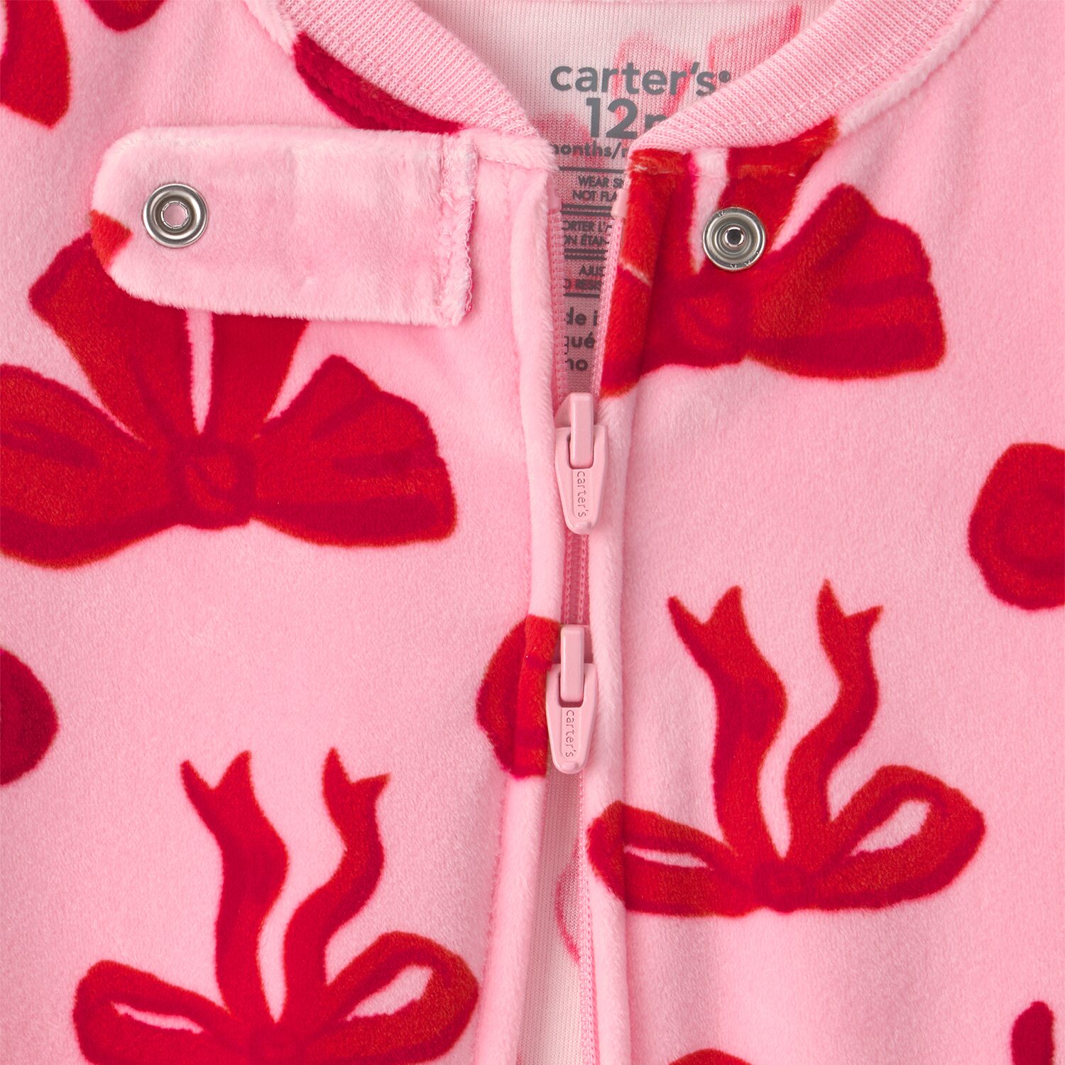 Carter's Dreamplush Baby Girls Footed Crew Neck Long Sleeve One Piece Pajama