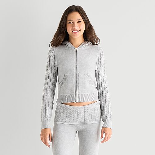 Forever 21 Juniors Womens Hooded Long Sleeve Pullover Sweater In Gray