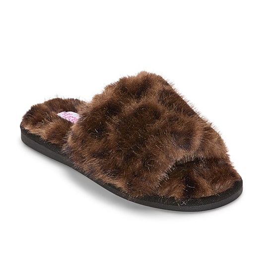 Olivia Miller Animal Print Womens Slip-On Slippers