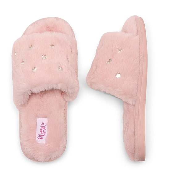 Olivia Miller Fur Womens Slip-On Slippers