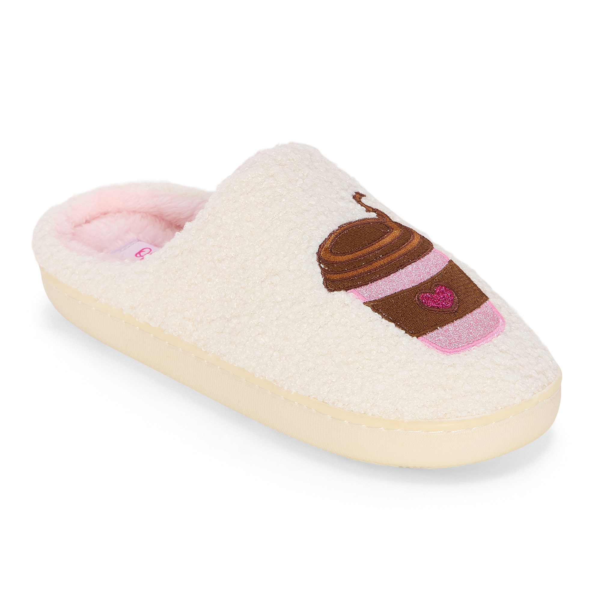 Olivia Miller Double Heart Womens Slip-On Slippers