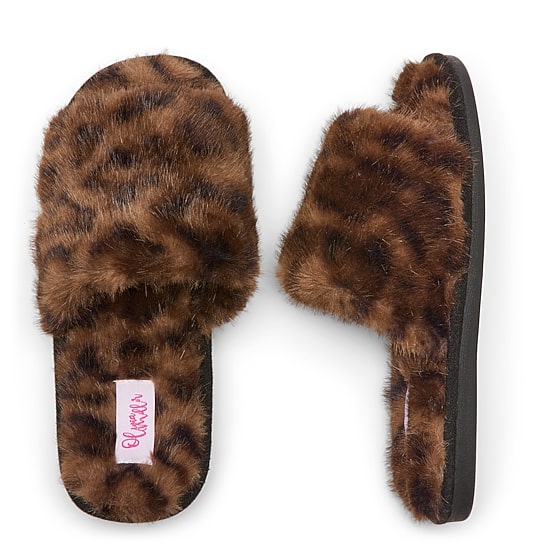 Olivia Miller Animal Print Womens Slip-On Slippers