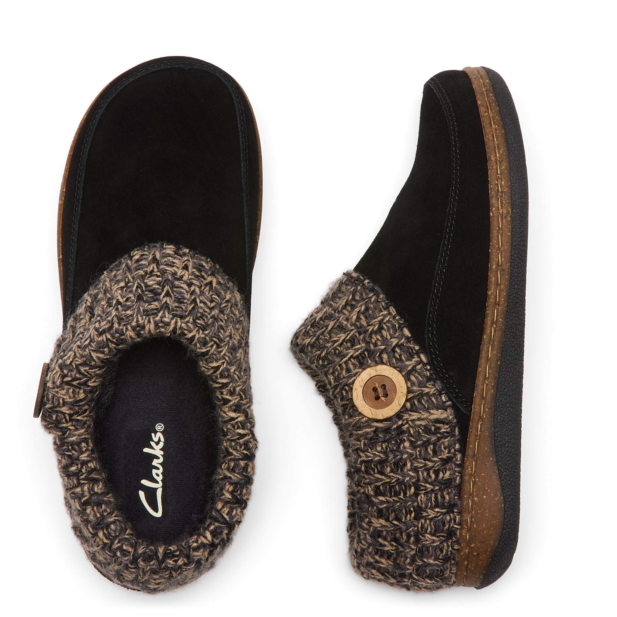 Clarks Genuine Suede Sweater Womens Slip-On Slippers
