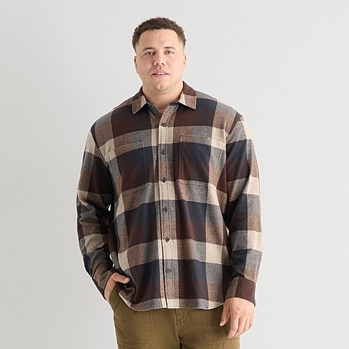 Mutual Weave Mens Big And Tall Shirt Jacket In Brown
