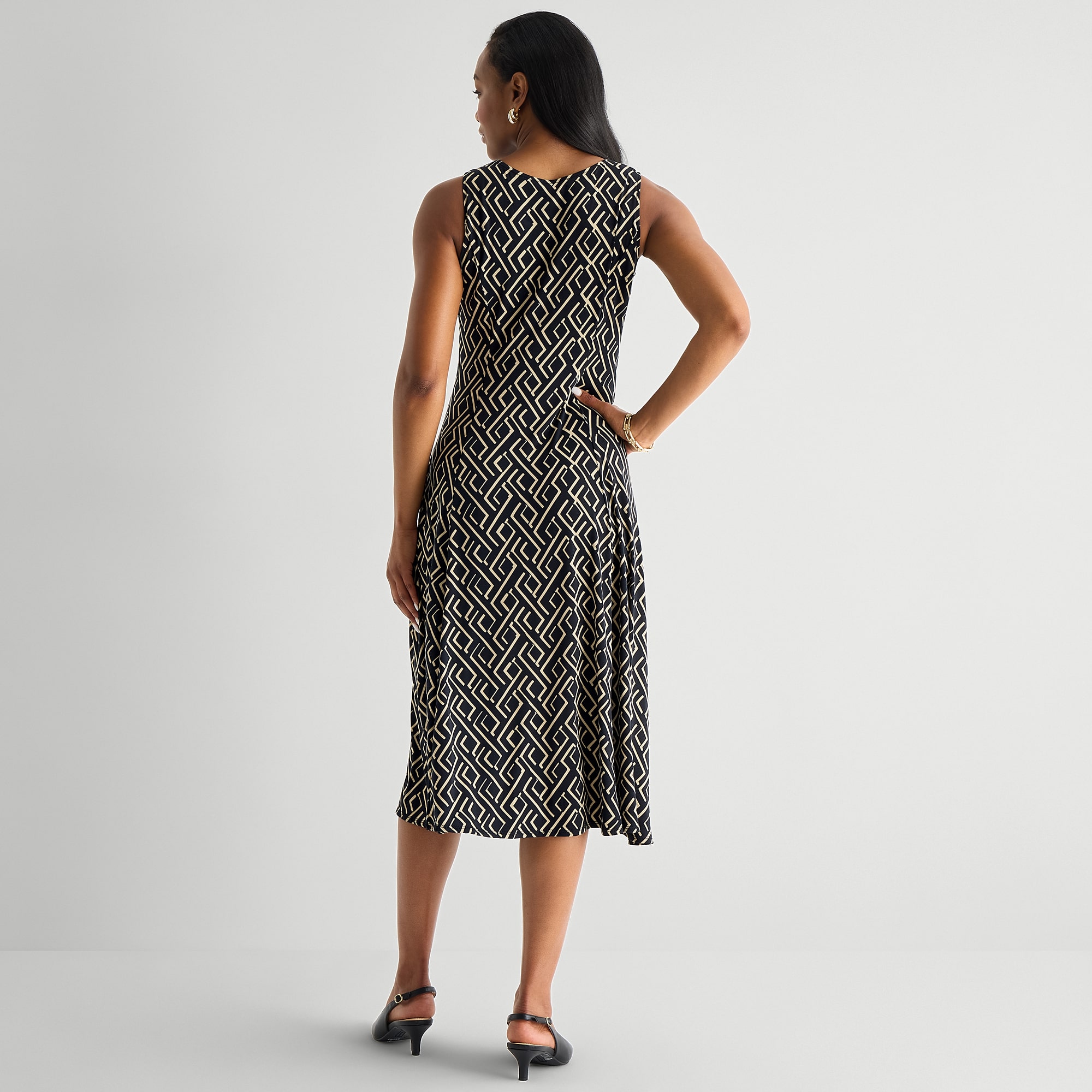 Danny & Nicole Womens Midi Geometric Jacket Dress