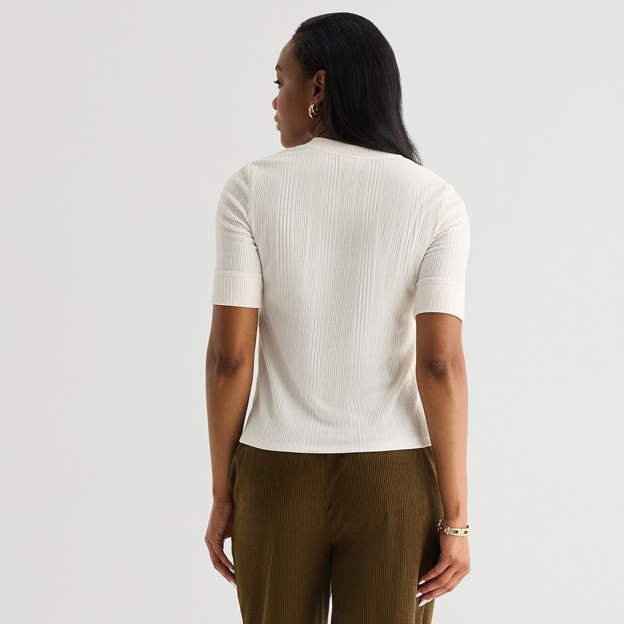 Liz Claiborne Womens Elbow Sleeve Regular Fit Henley Shirt