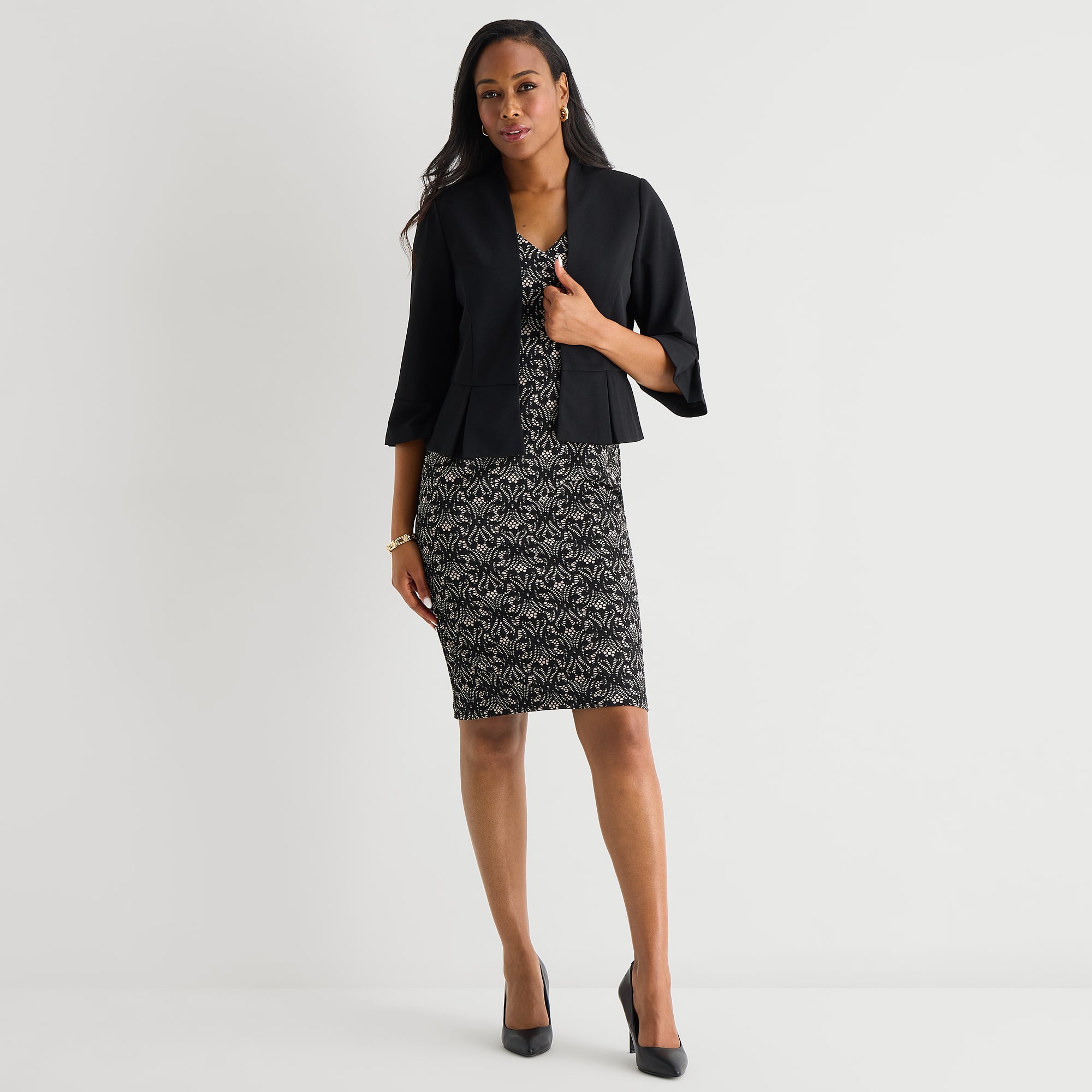 Maya Brooke Womens Geometric Jacket Dress