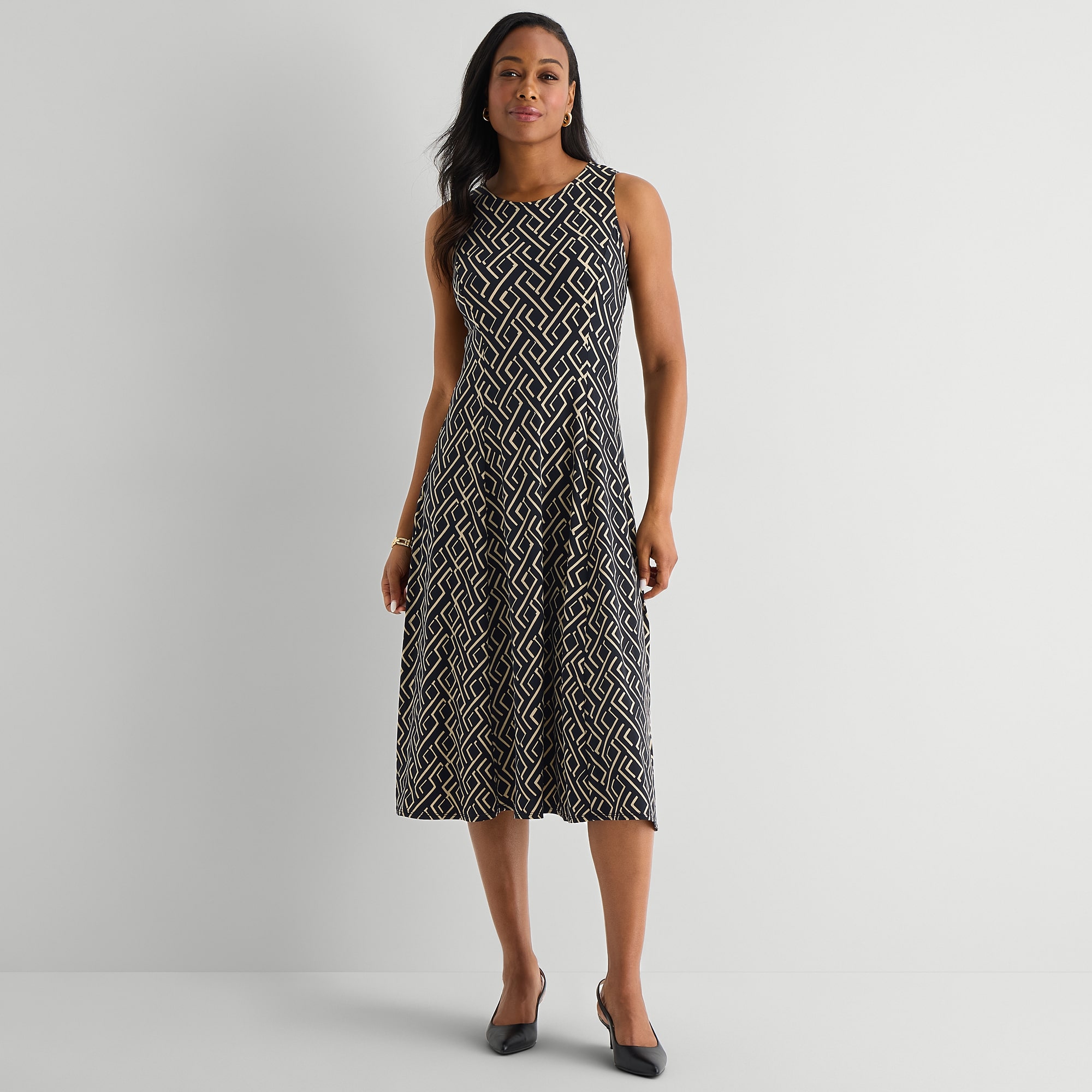 Danny & Nicole Womens Midi Geometric Jacket Dress