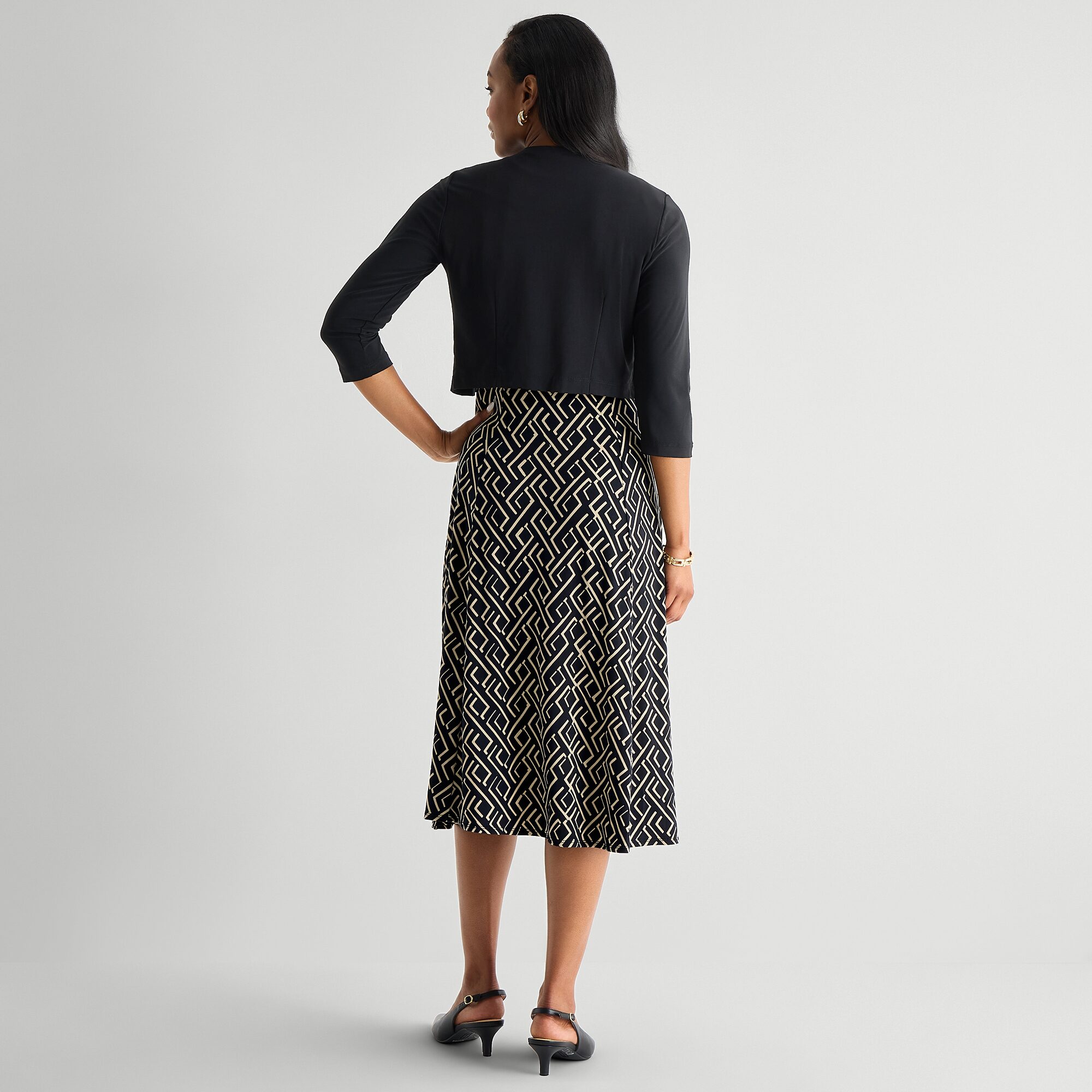 Danny & Nicole Womens Midi Geometric Jacket Dress